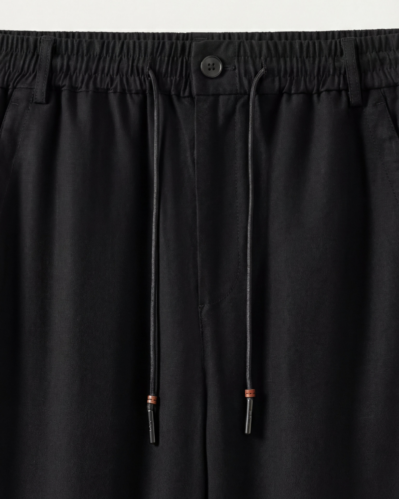 CAPRI STRETCH LINEN TROUSER - BLACK