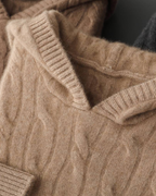 CASHMERE CABLE KNIT HOODIE